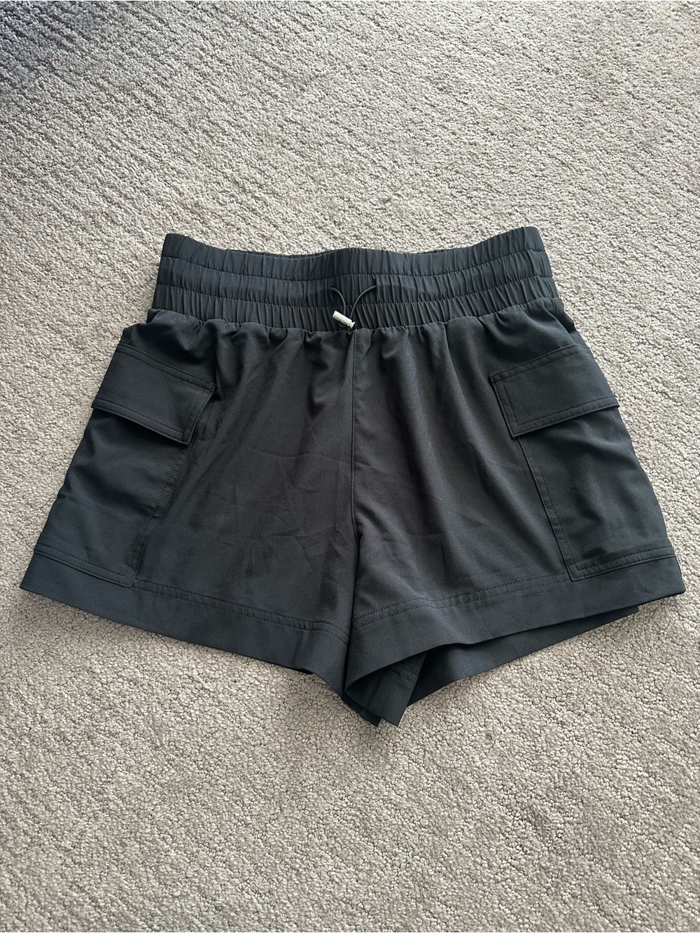 Abercrombie & Fitch Black Elastic-Waist Cargo Athletic Shorts